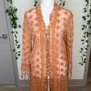 La Bellum Hillary Scott Peach Lace Cardigan Size Medium